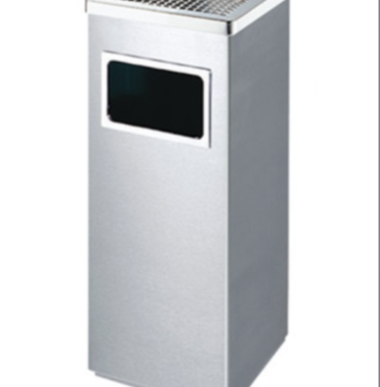 Thùng rác inox vuông có gạt tàn thuốc lá A34-B