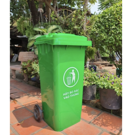 Thùng rác nhựa 120l màu xanh