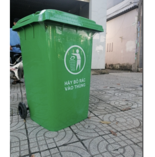 Thùng rác 360l màu xanh